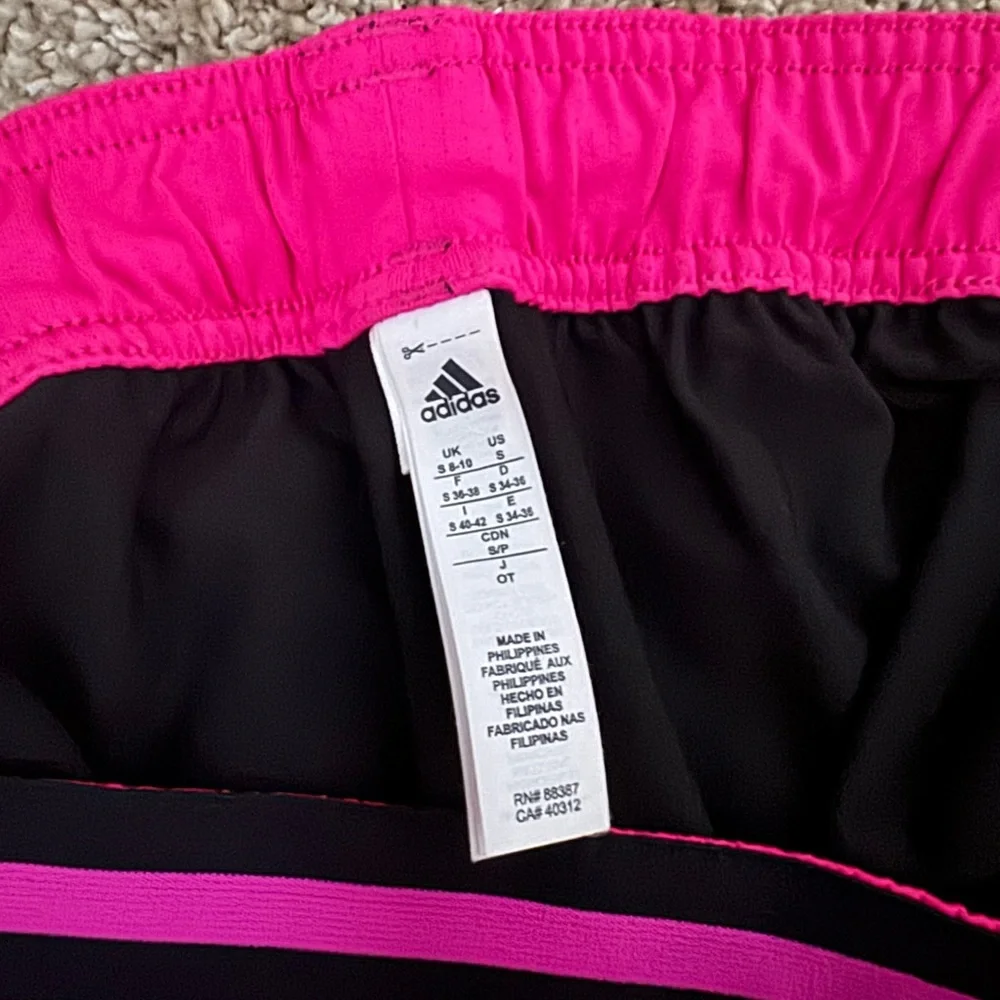 Adidas Women's Climalite Draw String Hot Pink Stripe Athletic Shorts Size S